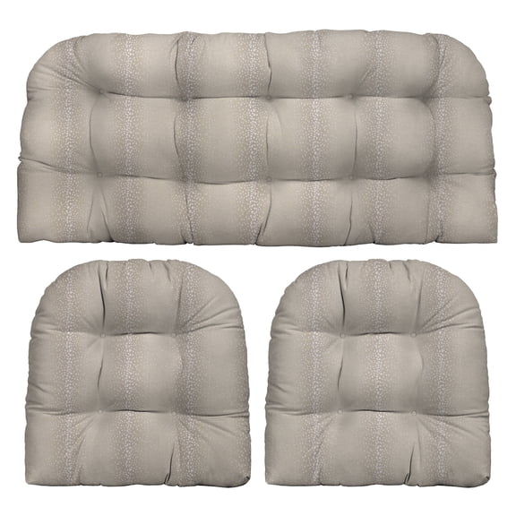 RSH Décor Indoor Outdoor 3 Piece Tufted Wicker Cushion Set, Standard, Antelope Beech Wood Beige