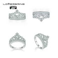 thumbnail image 3 of Wedding Ring Sets His And Hers Couples Women and men S925 Sterling Silve Crown Wedding Bands, 3 of 7