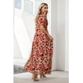 thumbnail image 2 of Women's Floral V Neck Short Flounce Sleeve Maxi Dress 100% Polyester Lined Classic Elegant Everyday Wear Easy Care, 2 of 10