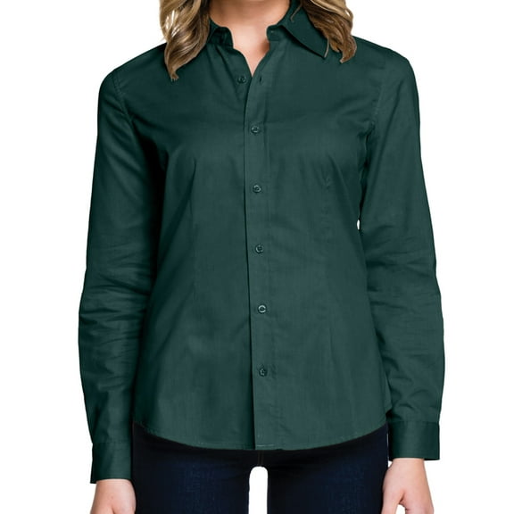 Women's Long Sleeve Brushed Twill Dress Shirt - Forest, Small