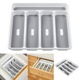 thumbnail image 1 of 5 Compartments Anti-skid Cutlery Organizer Container for Kitchen Drawer Silverware Tableware Organizer Spoon Knife Fork Separation Divider Storage Case, 1 of 6