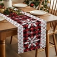 thumbnail image 5 of Christmas Snowflake Cotton Linen Table Runner for Dining Kitchen, Winter Classic Red Black Plaid Wedding Outdoor Party Tablerunners Decoration, Dresser Scarf Coffee Tablecloth Runners 13x70 Inches, 5 of 9