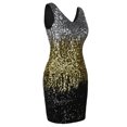 thumbnail image 4 of PrettyGuide Sleeveless Women's Vintage Sequin Dress V Neck Bodycon Mini Fit and Pencil Glitter Party Clubwear Silver & Gold & Black, 4 of 5