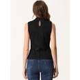 thumbnail image 3 of Camiseta sin mangas con cuello simulado para mujer, cuello alto, sin mangas, acanalado, top de punto Negro L, 3 of 6
