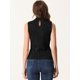 thumbnail image 3 of Camiseta sin mangas con cuello simulado para mujer, cuello alto, sin mangas, acanalado, top de punto Negro L, 3 of 6