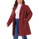 thumbnail image 4 of Abrigo de mujer de talla grande Agnes Orinda con solapa muesca, de un solo botón, abrigo largo de invierno con bolsillos 1X rojo oscuro, 4 of 6