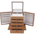 thumbnail image 5 of 5-Layer Jewelry Box with Mirror, 4 Drawers & 2 Side Doors Jewelry Box Organizer, 27 Hairpin Slots Jewelry Cabinet, Light Brown Jewelry Storage Box for Earrings, Rings, Necklaces, 5 of 9
