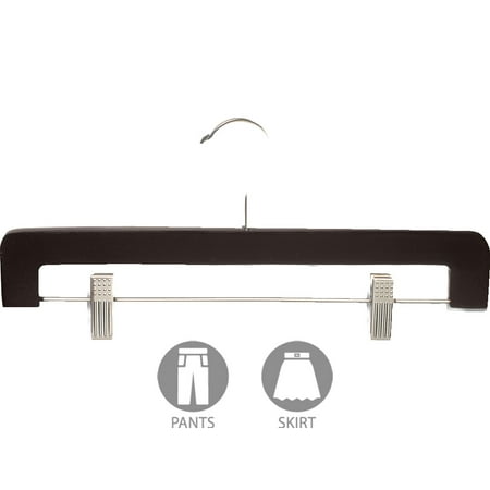Deluxe Rounded Wooden Pant Hanger W Adjule Cushion Clips Box Deluxe Rounded Wooden Pant Hanger W Adjule Cushion Clips Box Of 50 Flat Wood