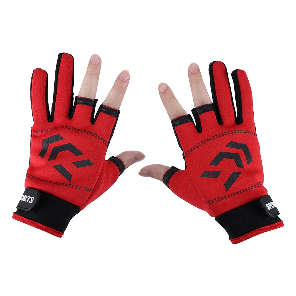 1 Pair Anti-Slip 3/5 Finger Fishing Gloves Protector Neoprene Hunting Gloves