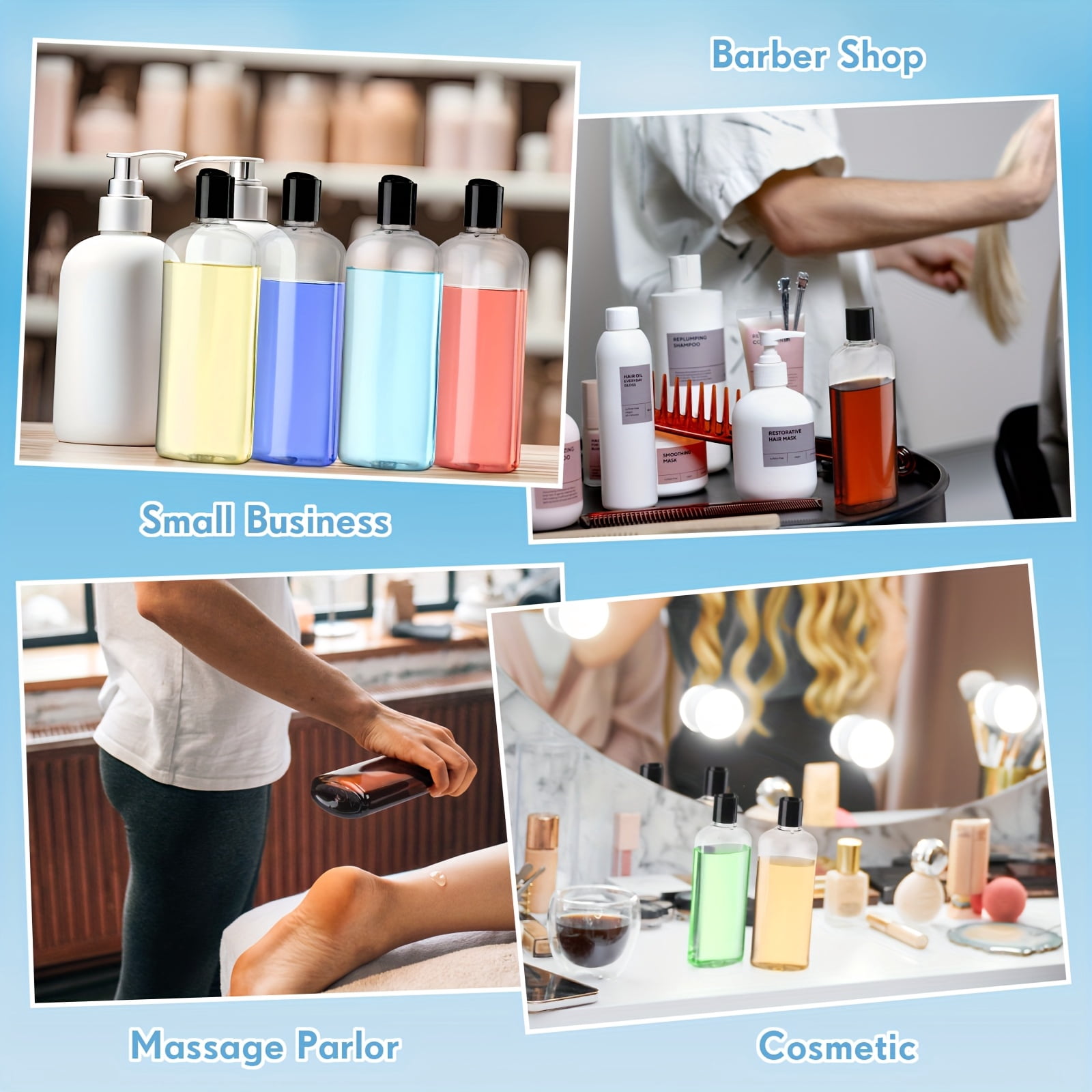 24 Pcs Clear Squeeze Bottles 10 oz Travel Size Refillable Containers with Disc Cap, Leak Proof Plastic Dispensing Bottles for Shampoo Lotion Toiletries Home Salon Use