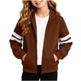 thumbnail image 7 of Amidoa Girls Graphic Hoodies Zip Up Hooded Sweatshirt Kids Cute Casual Long Sleeve Fall Winter ClothesBrown Size 9-10 Years, 7 of 7
