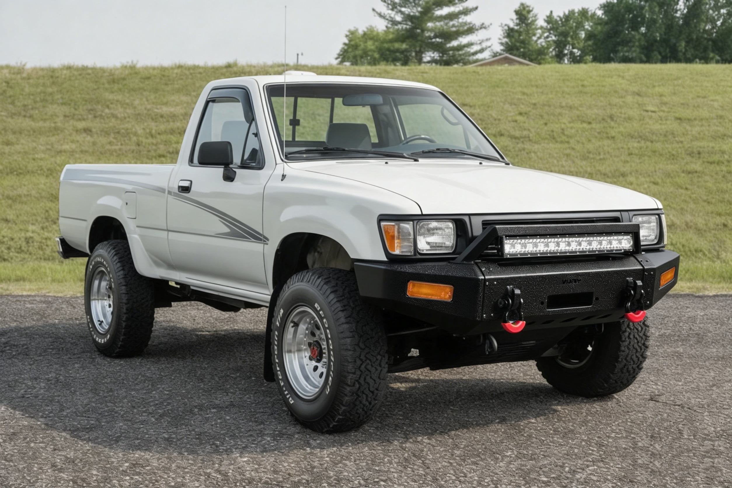 Vijay Fit 1989-1990-1991-1992-1993-1994-1995 Toyota Pickup Front and Rear Bumper with LED Light and D-Ring