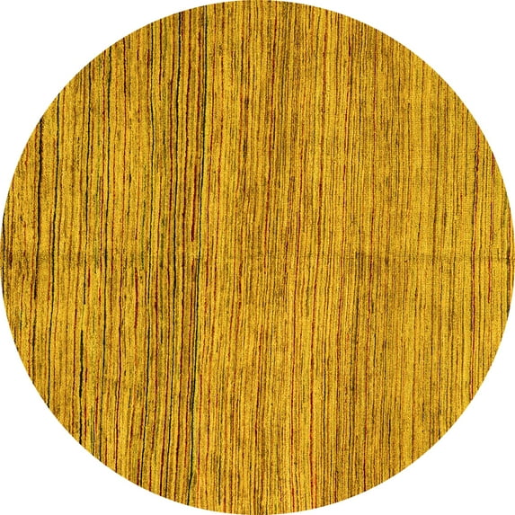 Ahgly Company Indoor Round Abstract Yellow Modern Area Rugs, 3' Round