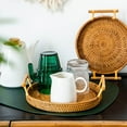 thumbnail image 6 of 1PC Rattan Woven Basket Practical Picnic Tray Outdoor Storage Portable Medium 28x3 5cm Diameter, 6 of 6