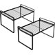 thumbnail image 1 of Paquete de 2 estantes para armario de cocina, organizador de mostrador, despensa, almacenamiento, baño, dormitorio, mesa de oficina, escritorio, ahorro de espacio, marco de acero, apilable,, 1 of 5