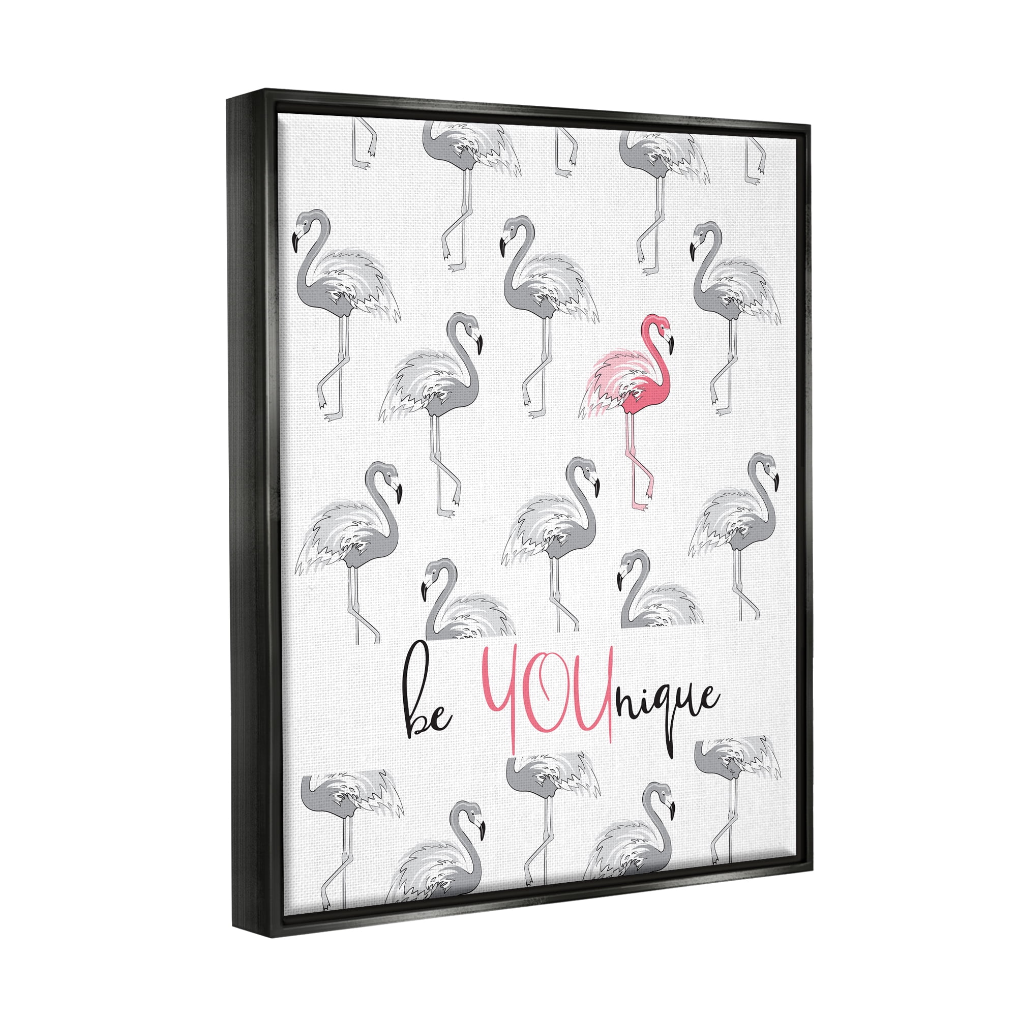 Stupell Be Younique Pink Flamingo Animals & Insects Painting Black Floater Framed Art Print Wall Art