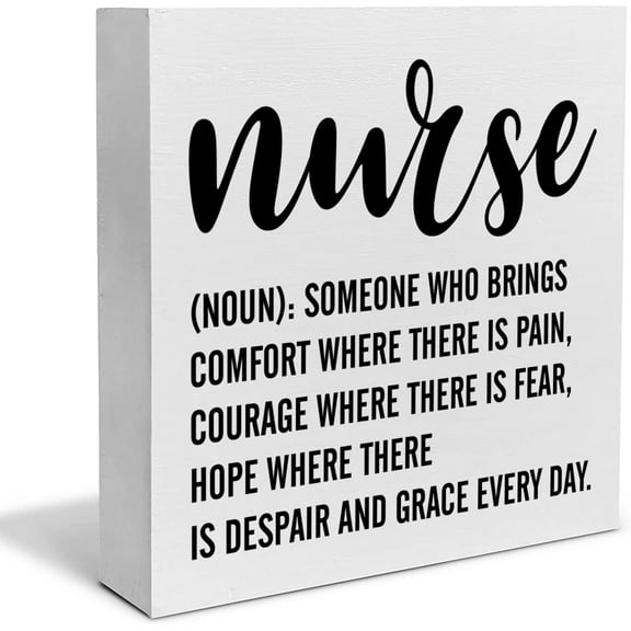Zomyto 7"x7" Nurse Thank You Decorative Wooden Box Sign Nursing School Graduations Wood Block Plaque Desk Decor Home Office Shelf or Wall Display