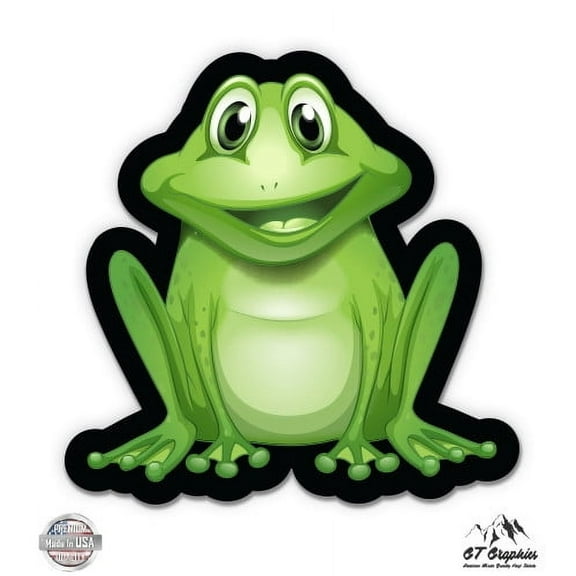 Cute Frog - 3" Vinyl Sticker - For Car Laptop I-Pad Phone Helmet Hard Hat - Waterproof Decal