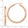 thumbnail image 4 of Primal Gold 14 Karat Rose Gold 3x30mm Diamond-cut Hoop Earrings, 4 of 4