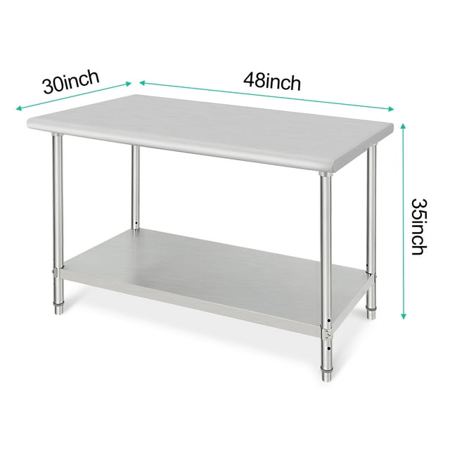 Table de Travail de Cuisine Commerciale en Acier Inoxydable 48"x30 Pouces avec Roues - Table de Préparation des Aliments Certifiée NSF