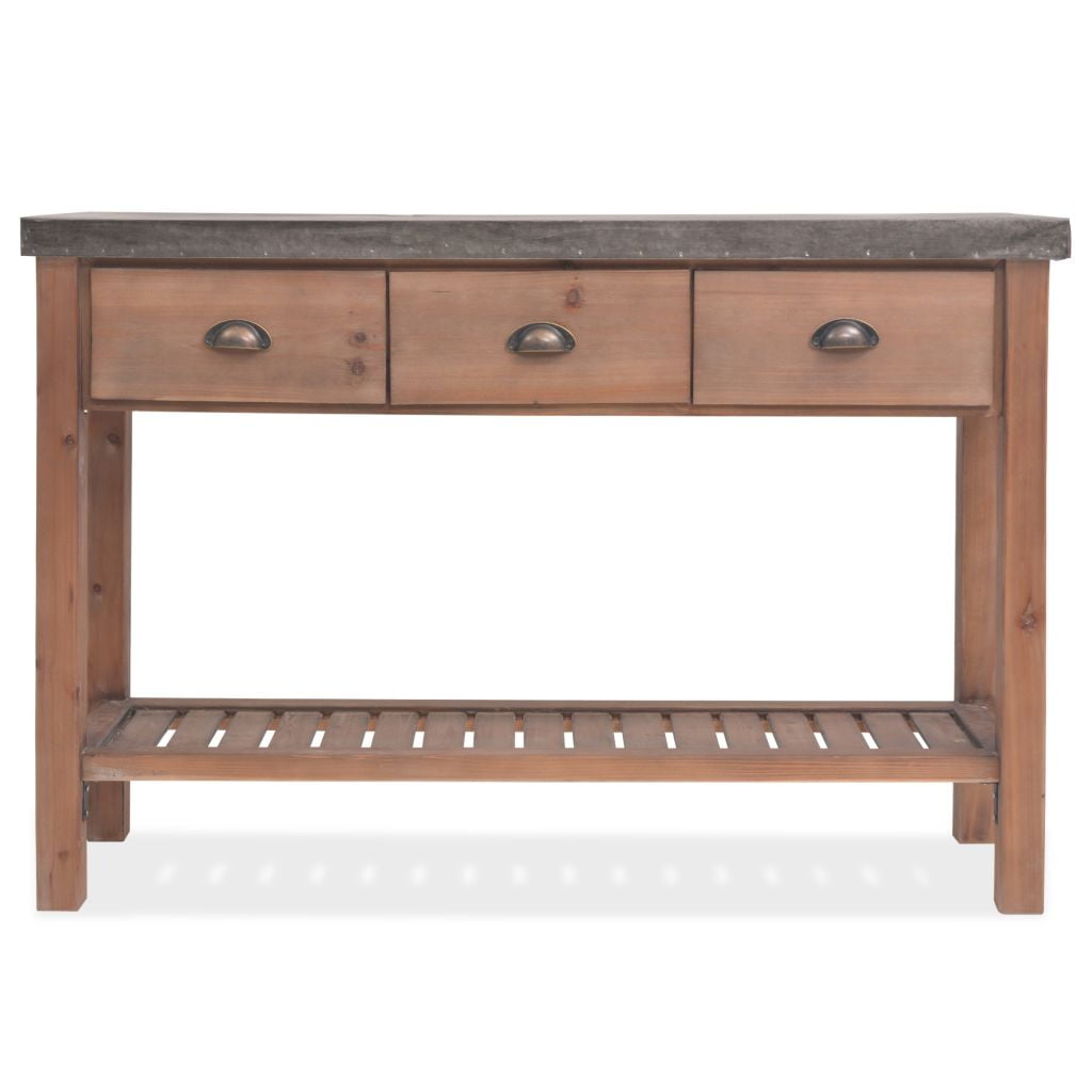 Kepooman Console Table with 3 Drawers for Living Room, Brown Kepooman Console Table with 3 Drawers for Living Room, Brown