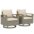 thumbnail image 1 of Outsunny PE Rattan Patio Outdoor Swivel Chairs Set of 2, Cream White, 1 of 10