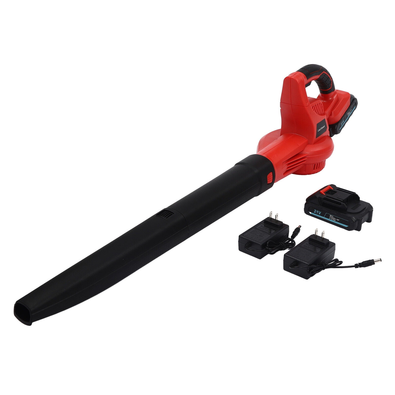 EB005 Battery Powered Leaf Blower, Leaf Electric Handheld Lithium-ion Blower, Cordless Leaf Blower with 2x 1500 mA Lithium Batteries (Red - Low Noise)
