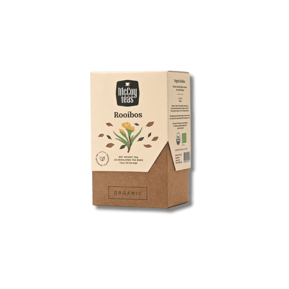 McCoy Teas Organic Rooibos Herbal Tea, Naturally Caffeine-Free, Smooth & Full-Bodied, 20 Tea Bags