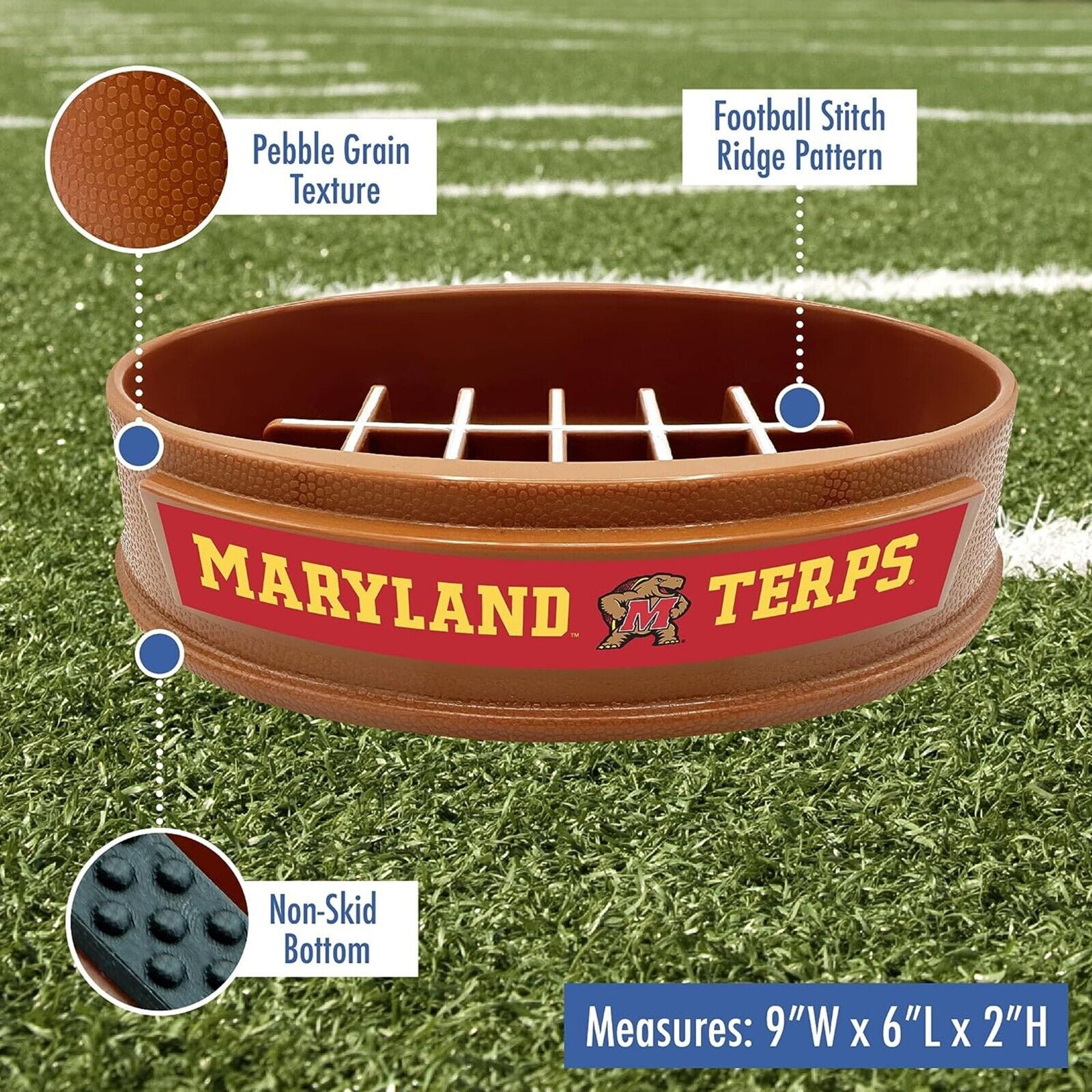 Pets First NCAA Maryland Terrapins Super-Bowl Slow Feeder Bowl for Dogs and Cats with Non-Slip Mat