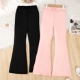 thumbnail image 2 of 14T Big Girls Clothes 14T Girls Pants 2PCS Girls Solid Color Pants Big Girls Bell-bottomed Pants Pink and Black, 2 of 7