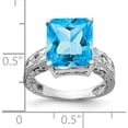 thumbnail image 2 of 14K White Gold 12X10mm Emerald Cut Blue Topaz Aaa Diamond Ring (Size 6) Made In United States y2270bt/aaa, 2 of 5