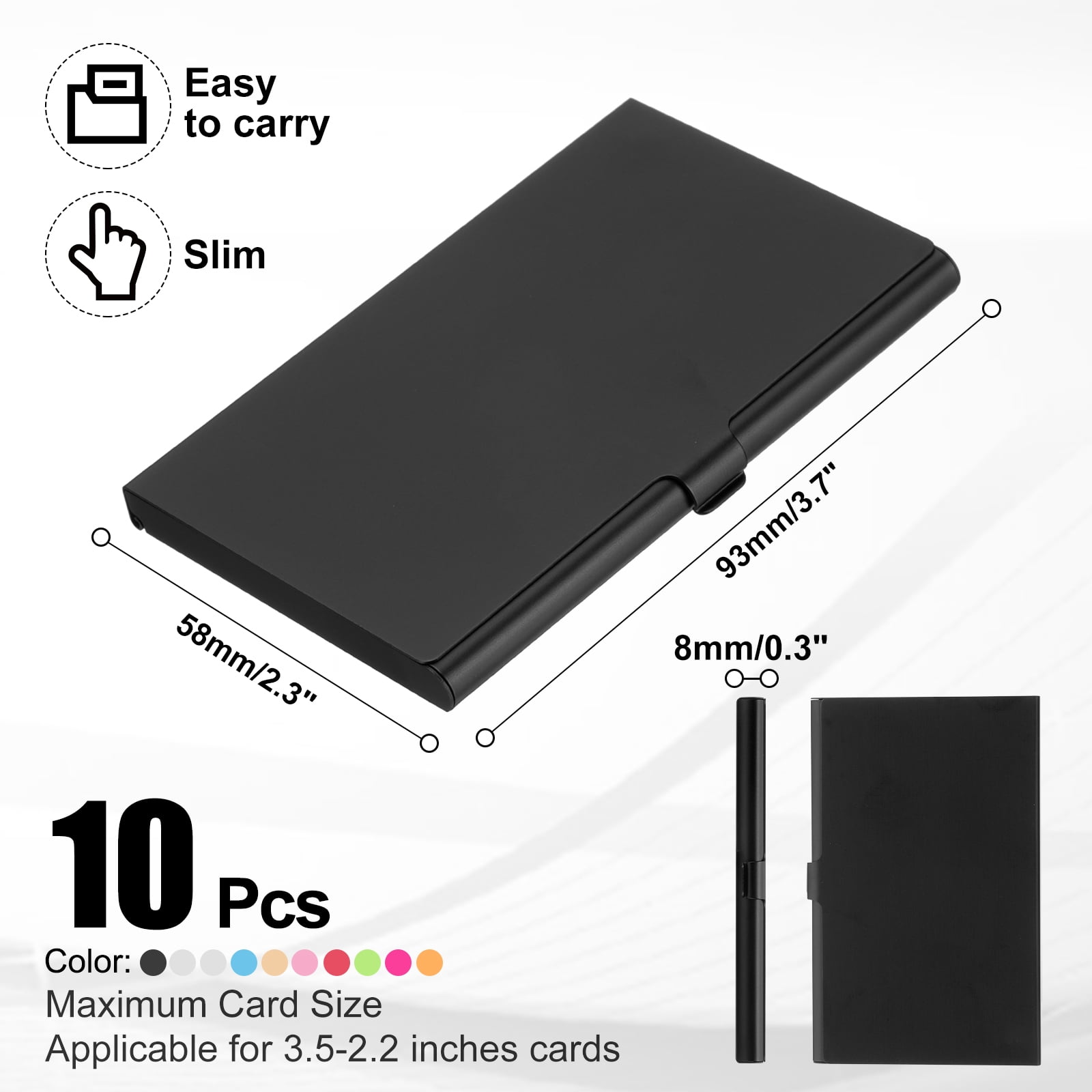 Business Card Holder, 10Pcs Aluminum Metal Card Case Card Holder, 9 Colors