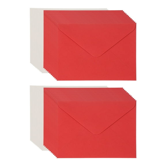 Uxcell Blank Cards and Envelopes 5x7", Invitation Cards White Cardstock Greeting Cards (Red), 24 Pack, Perfect for Office Wedding Gift Graduation Birthday