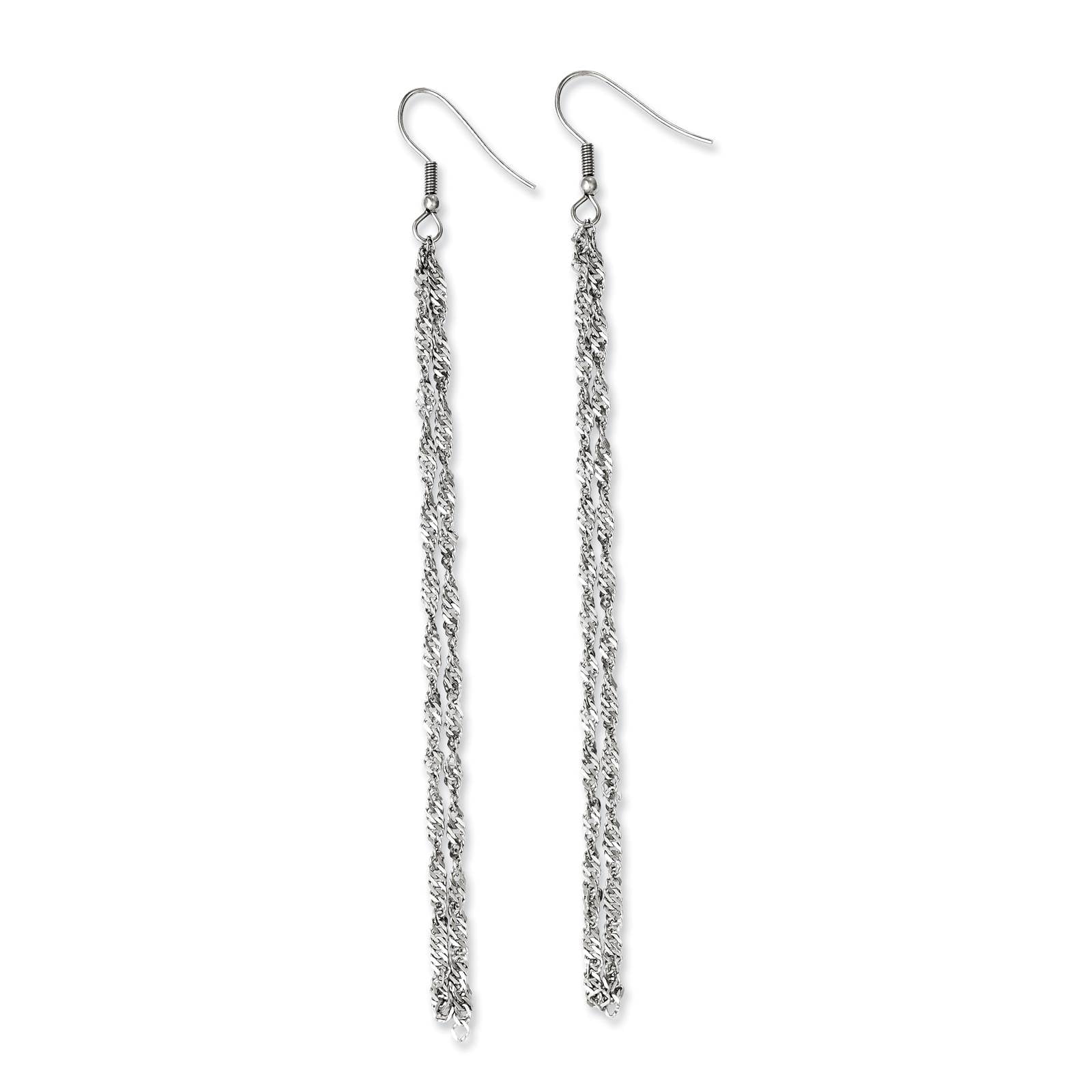 Stainless Steel Polished Multi-strand Twisted Chain Dangle Earrings