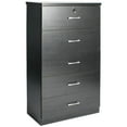 thumbnail image 1 of Pemberly Row Contemporary 5-Drawer Engineered Wood Tall Chest Dresser in Black, 1 of 8