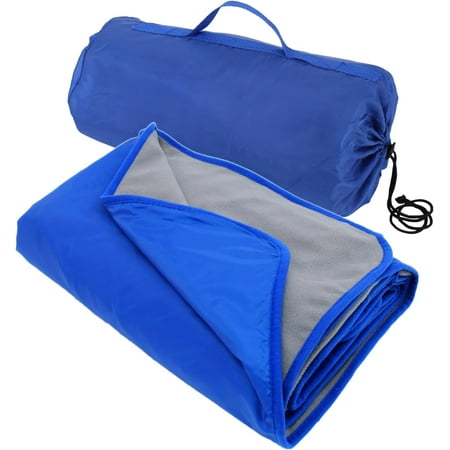 Threadart Waterproof Blanket Outdoor Stadium Blanket | Grey/Royal Blue | For Camping, Picnic, Sports, Festivals, Football, Baseball, Concerts, Parks, Beach 55" x 79"