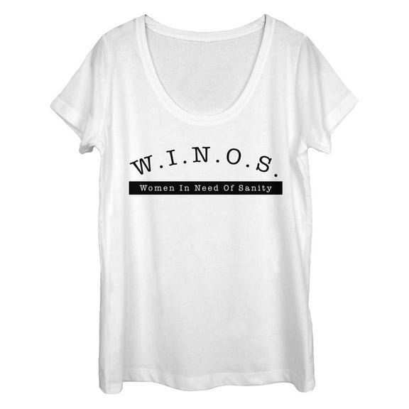 Women's CHIN UP Winos Help  Scoop Neck White Large