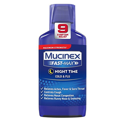 2 Pack Mucinex Fast Max Night Time Cold Flu Liquid Maximum Strength 6oz Each