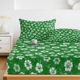thumbnail image 6 of Cal.King Size Fitted Sheet Set - Green Flowers 3 Piece Bedding Sets 16" Deep Pocket Fitted Sheet with 2 Pillowcases, Nature Farmhouse Botanical Wild Floral Brushed Microfiber Hotel Luxury Bed Sheets, 6 of 9