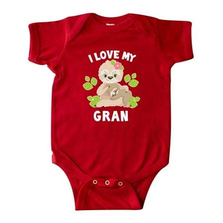 

Inktastic Cute Sloth I Love My Gran with Green Leaves Gift Baby Boy or Baby Girl Bodysuit