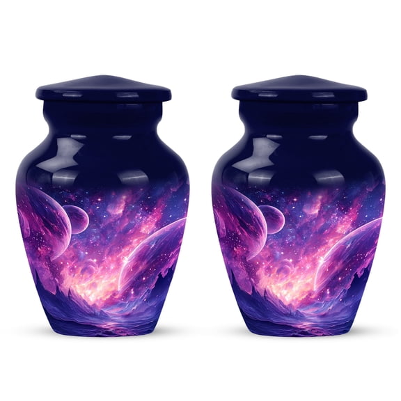 Yatskia Purple Star Galaxy Little Funeral Keepsake Urn for Ashes Adult Brother and Sister, Small Urns for Human Ashes Keepsake, (Classic Pack of 2, 3 Inch)