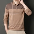thumbnail image 6 of GuangCheng George Men Shirt Striped Pattern Long Sleeve Soft Comfort Breathable Casual Stylish Blouses with Pockets,Khaki,XL, 6 of 9