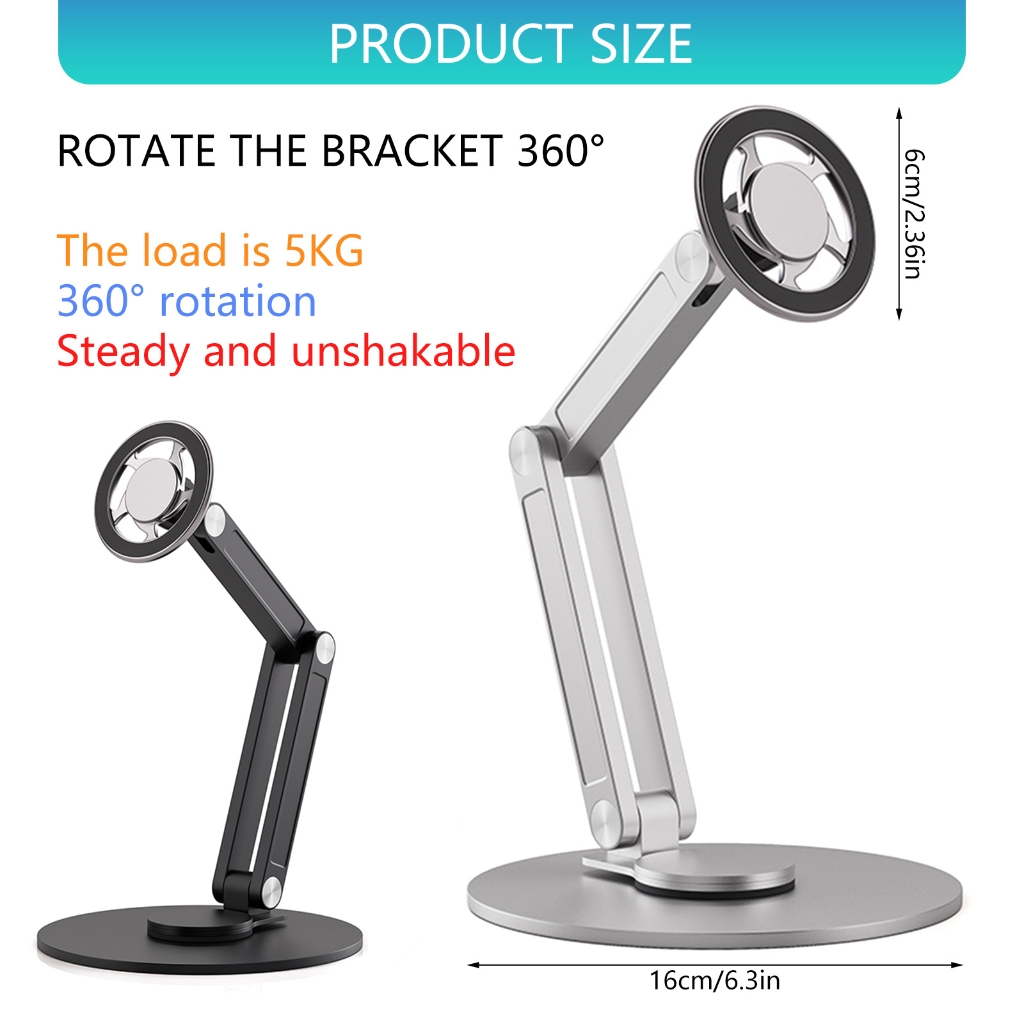 360 Degree Rotating Metal Phone Stand For Desk Magnetic Hollow Design Bracket
