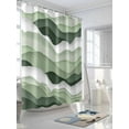 thumbnail image 3 of Sage Green Ombre Long Shower Curtain Set, Waterproof Shower Curtains for Bathroom, Modern Moire Geometric Abstract Washable Fabric Cloth Bath Curtain for Bathtub Decoration with Hooks 72x84 Inches, 3 of 6