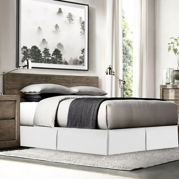 Hotel Luxury Pleated Bed Skirt, Easy Fit 14" inch Tailored ...