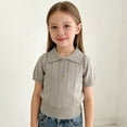 thumbnail image 2 of GiLiling Kids Collared Knit Shirt - Short Sleeve Solid Color Lightweight Sweater Polo Top for Boys Girls Summer Wear (Beige, 6-7 Years), 2 of 6