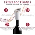 thumbnail image 2 of PureWine Phoenix Wine Aerator Pourer Spout - Removes Histamines & Sulfites as You Pour, Red & White Wine Purifier Filter, Helps Allergies & Headaches, Restores Oxidized Bottles- Starter Kit, White, 2 of 8