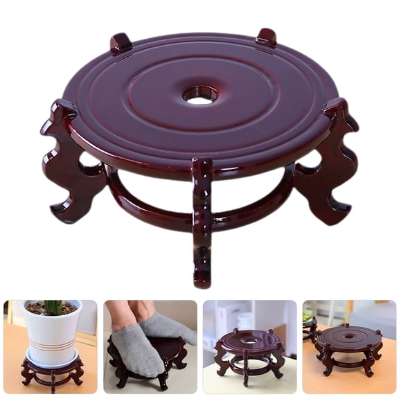 BESTOYARD Dark Brown Wooden Plant Riser Rack with Stable Structure for Home Plant Display