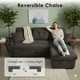 thumbnail image 4 of Convertible Sectional Sofa Bed, 82in Sleeper Sofa Bed with Storage Chaise for Living Room, Pull Out Couch L Shaped Sofa with USB Charging Port, Cup Holder, Removable Backrest, Teddy Fabric, Gray, 4 of 9