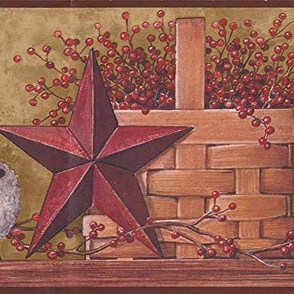 Concord Wallcoverings Wallpaper Border Country Style Faith Hope Love Pattern, Colors Cream Red Taupe White Brown, Size 7 Inches by 15 Feet BH1108900146